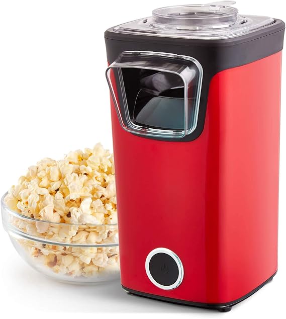 Dash Turbo Pop Popcorn Maker - Theater-Style Popcorn Machine -  with Measuring Cup & Butter-Melting Tray - Convenient, Space-Saving Design - 8 Cups, Red