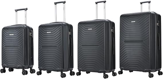 FLYMAX Suitcase Set 4 pcs XL Large Medium Cabin Lightweight Luggage Hard Shell ABS Travel Suitcases with 3 Digit Combination Locks + Telesopic Handle, Durable 4 Wheel Suitcases