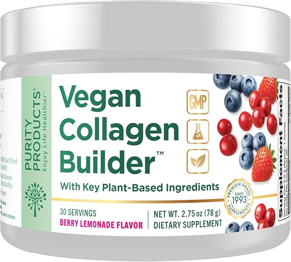 Vegan Collagen Builder Powder - Organic Whole Foods Fruits - Berry Lemonade