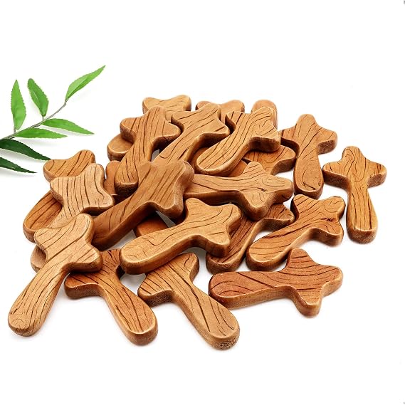 Chunful Wood Holding Crosses Bulk, 4.1 x 2.4 x 0.6 Inches, Light Brown