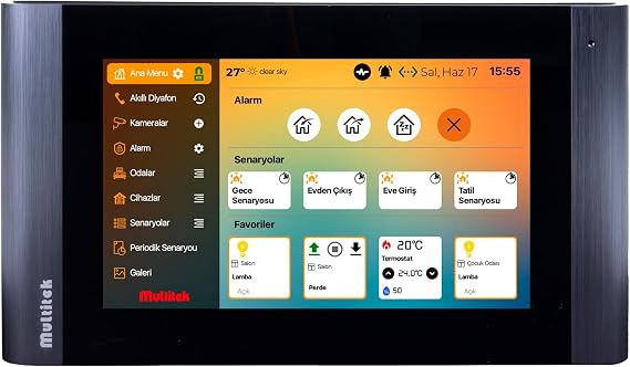Multitek 7 İnç Akıllı Diyafon – Deprem Erken Uyarı, Wi-Fi Destekli Dokunmatik Ekran, Cepten Kapı Açma, Kablosuz Akıllı Ev ve Alarm Yönetim Paneli, Mevcut Tesisat Uyumlu Görüntülü İnterkom (Koyu Gri)