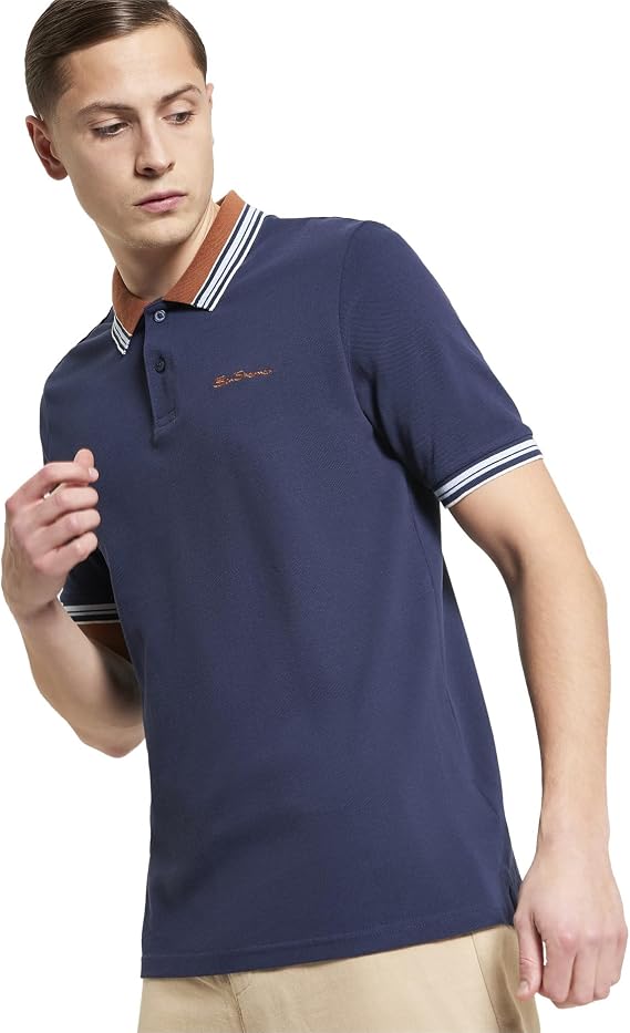 Ben Sherman Men's 'House Collar' Polo T-Shirt, 100% Organic Cotton, Relaxed Fit