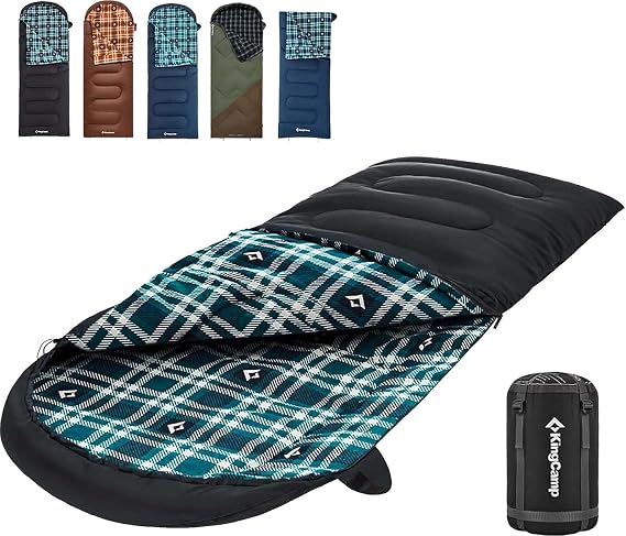 KingCamp Sleeping Bag for Adults, 100% Flannel XL Big and Tall