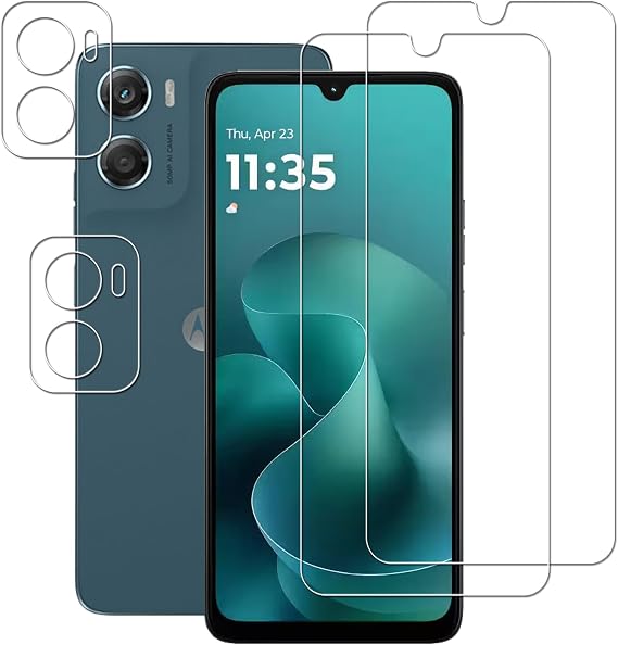 [2+2 Pack Tempered Glass Film For MOTO G06 Screen Protector 2-Pack with Camera Lens Protector 2-Pack