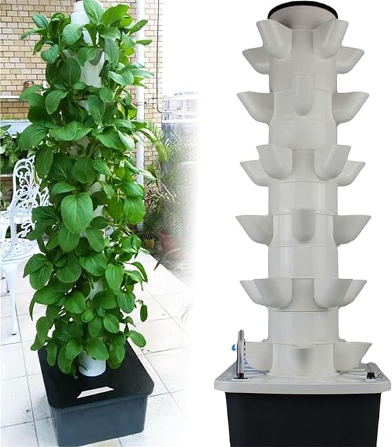 Hydroponic Growing System for Indoor Herbs, Fruits, And Vegetables, Aeroponic Tower Garden with Hydrating Pump, Adapter, Net Pots, and Timer(Color:15holes)