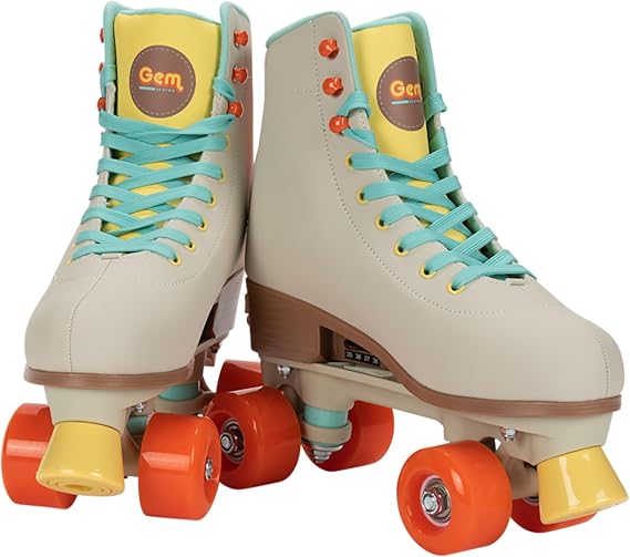 GEM QUAD ROLLER SKATES - CREAM, Size 7-10