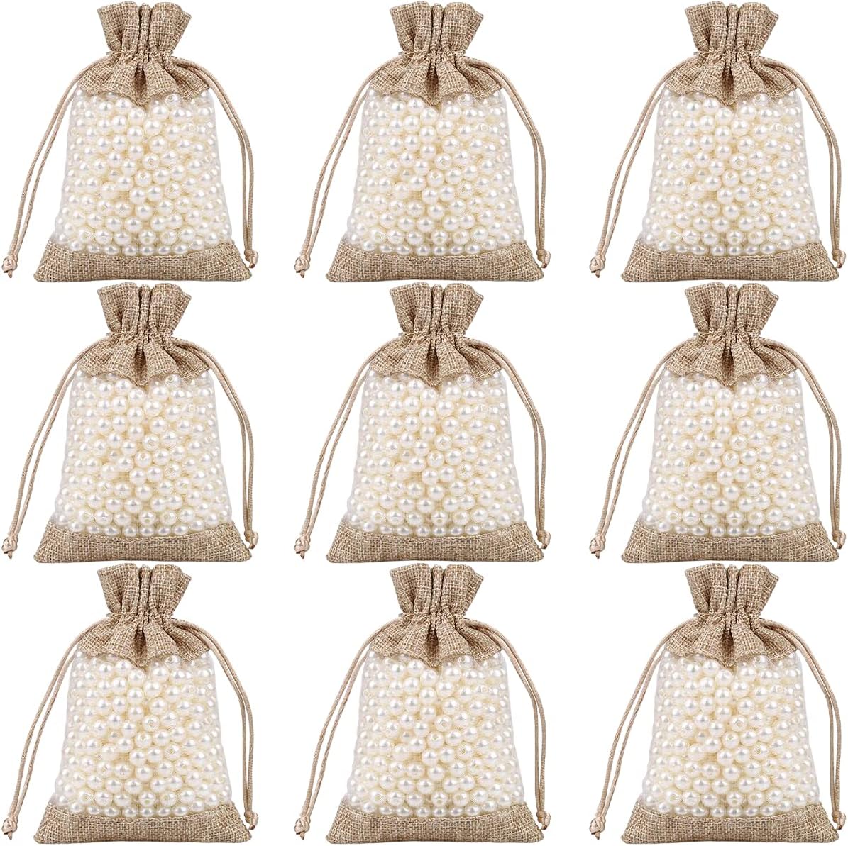 50 Pcs Burlap Bags with Drawstring,3.9x5.5 Gift Bags Jewelry Pouch Bags for Candy Packing Party Favors Wedding Holiday DIY CraftBrown