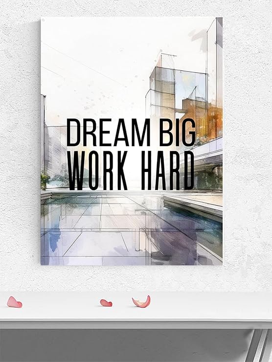 Postermanya Dream Big, Büyük Düşün Sıkı Çalış Motivasyon Poster - Afiş - Ofis, Çalışma Odası Dekorasyon