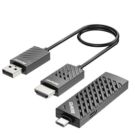 BENFEI Wireless USB C Transmitter and HDMI Receiver Kit, Supporting 1080P USB-C to HDMI Wireless Transmitter up to 98 Feet/30 Meter, 65W PD, Compatible with MacBook, iPad Pro, iMac, S23, XPS17