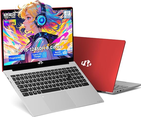 NIMO 15.6" FHD lPS-Business-Laptop, 8 Cores Intel i5-12450H 8GB RAM 256GB SSD (Beat i7-11800H, Up to 4.4 GHz) Computer with 100W GaN Type-C Fingerprint Backlit Keyboard WiFi 6 BT5.2 Win 11
