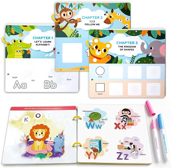 JUPITEARTH 3Pack Mess Free Coloring Book Set for Toddlers(28 Pages)