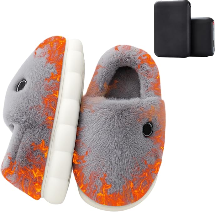 Lilia Heated Slippers for Women, Electric Heated Boots Rechargeable, Heating Shoes for Women with Portable Charger Power Bank for Indoor with 5V Battery Electric Heating Slippers