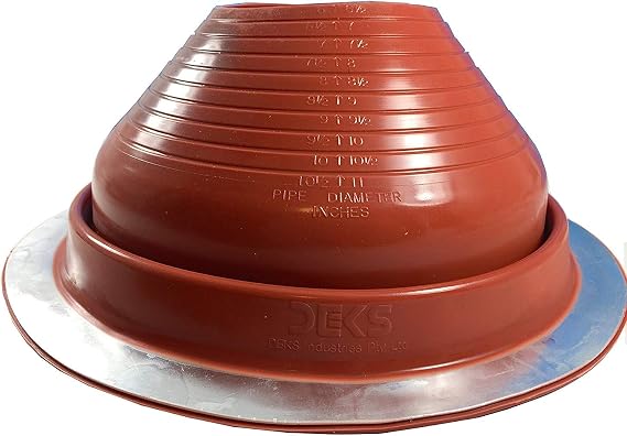 Dektite #7 Red Silicone Metal Roof Pipe Flashing, High Temp, Round Base, Pipe OD 6" - 11"