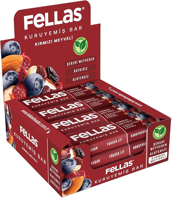 Fellas Red Fruit Nuts Bar 30 gr x 12 Pieces