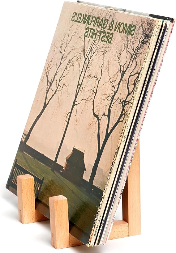 Vinyl Record Storage Holder Modern Album Display Solid Wood Stand
