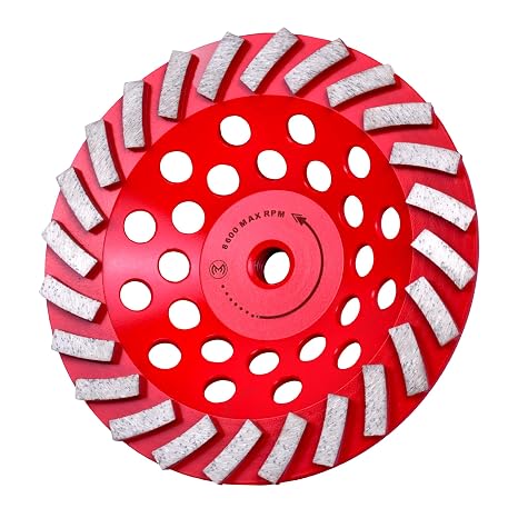 Diamond Grinding Wheel 7 inch for Angle Grinder, Concrete Grinding Wheel 24 Segments, Cup Grinding Wheel, Turbo Row Diamond Cup Wheel for Grinding Concrete, Cement, Masonry - Medium Bond