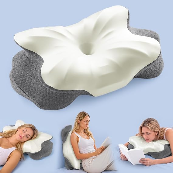 Sweetcrispy Cooling Silk Ergonomic Cervical Neck Pillow for Pain Relief