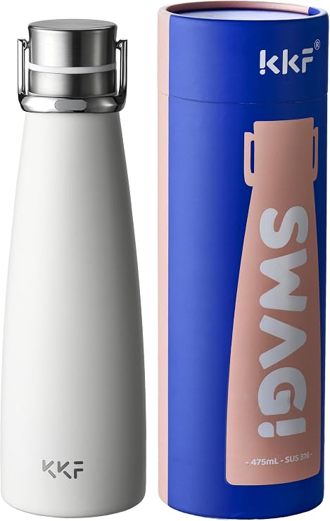 KKF Swag Insulated Water Bottle, Stainless Steel Water Bottle To go White