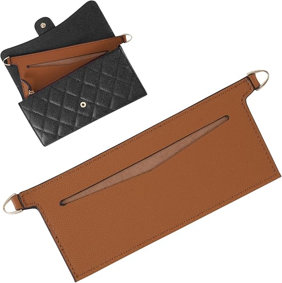 Wallet inserts Purse Chain Strap Crossbody Bag accessories for emilie,chanel Wallet Into Crossbody Bag (Brown)