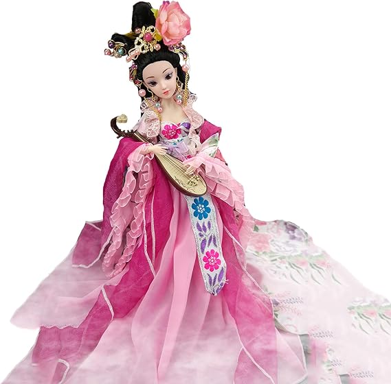 Chinese Doll Oriental Decoration Doll, Antique 3D Realistic Eyes Indoor Asia Doll Decoration, 2023 New with Bracket Shoes, Headdress,for Ages 3 Years +