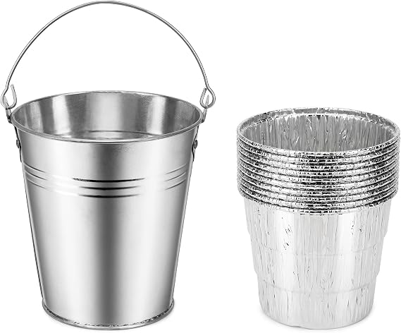 Stanbroil Grill Grease Bucket for Traeger/Pit Boss Outdoor BBQ, 10-Pack with Heat-Resistant Liners, Silver