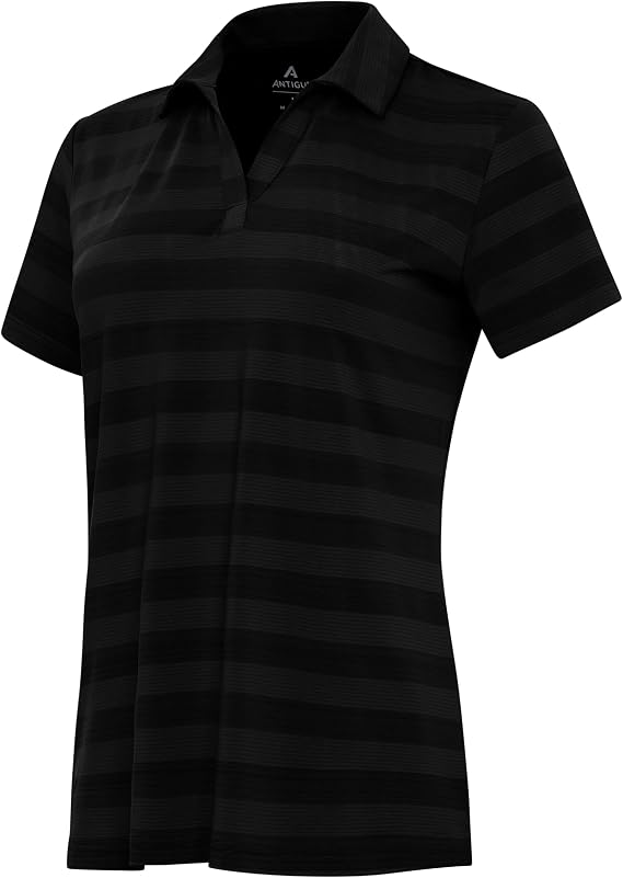 Antigua Womens Tunnel Polo - Moisture-Wicking Golf Shirt with Performance Four-Way Stretch Tonal Shadow Stripe Top