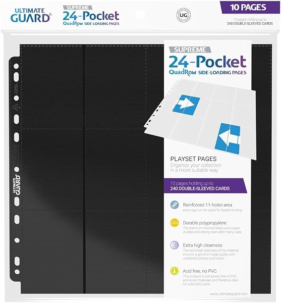 Ultimate Guard UGD010829 24-Pocket QuadRow Side-Loading Pages Album, Black