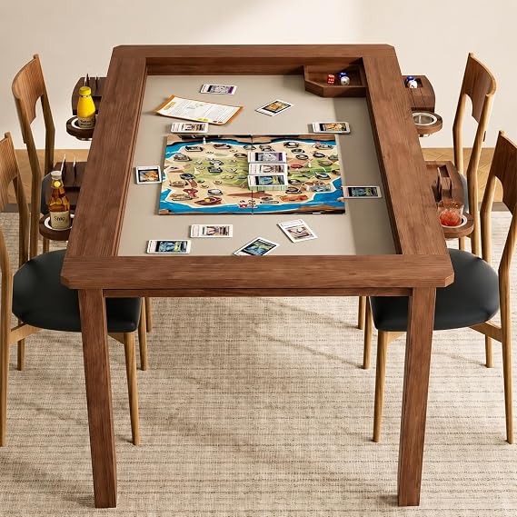 63" Solid Wood Board Game Table with Removable Top