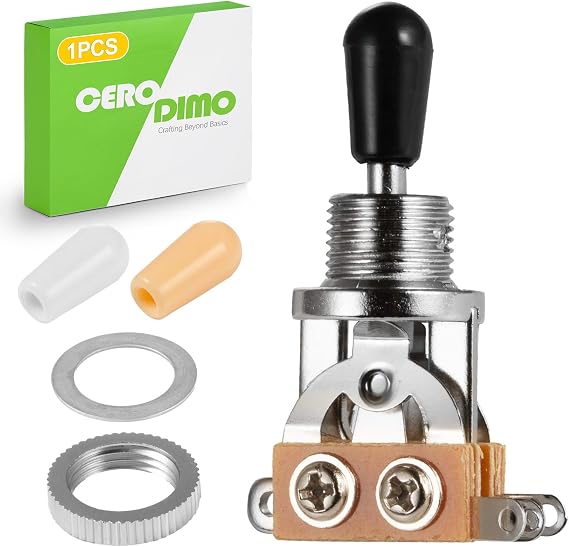 3 Way Guitar Toggle Switch with Tip Knob Caps for Electric Guitars, DPDT Pickup Selector Replacement