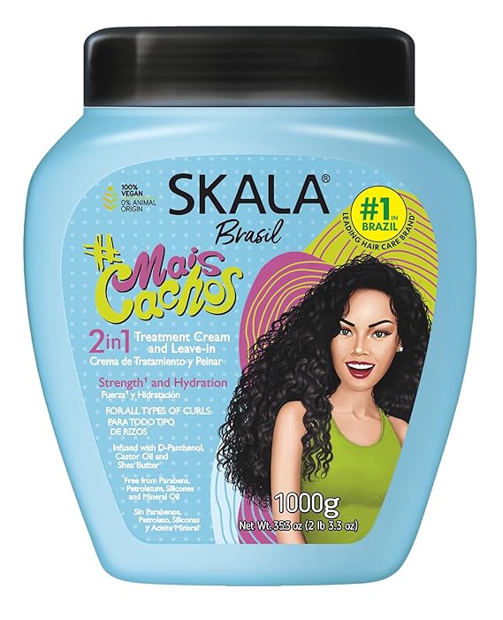 SKALA Mais Cachos Hair Type 3ABC - Eliminate Anti Frizz, For Curly Hair -2 in 1 Conditioning Treatment Cream and Cream To Comb 100% VEGAN 35.2 Oz (1 Pack)