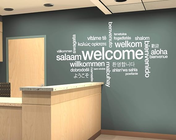 Welcome Sign Decal Welcome Wall Sticker Welcome in Many Languages Decor Welcome Design Wall Art Design All Languages Room Mural and Stick Wall Decals