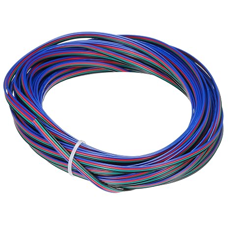 MECCANIXITY 28 Gauge 4 Conductor Electrical Wire Tinned Copper Cable 49FT Flexible Stranded Hook-up Wire for LED Strips Lamps Residential Wiring Car Circuit