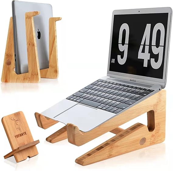 Wood Laptop Stand,Natural Wooden Laptop Riser Perfect for MacBook,Mac Pro,Ipad Notebook 11-15 Inch Computer