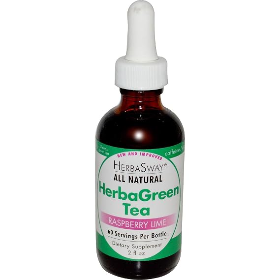 Herbasway HerbaGreen Tea Caffeine Free, Raspberry Lime, 2 oz
