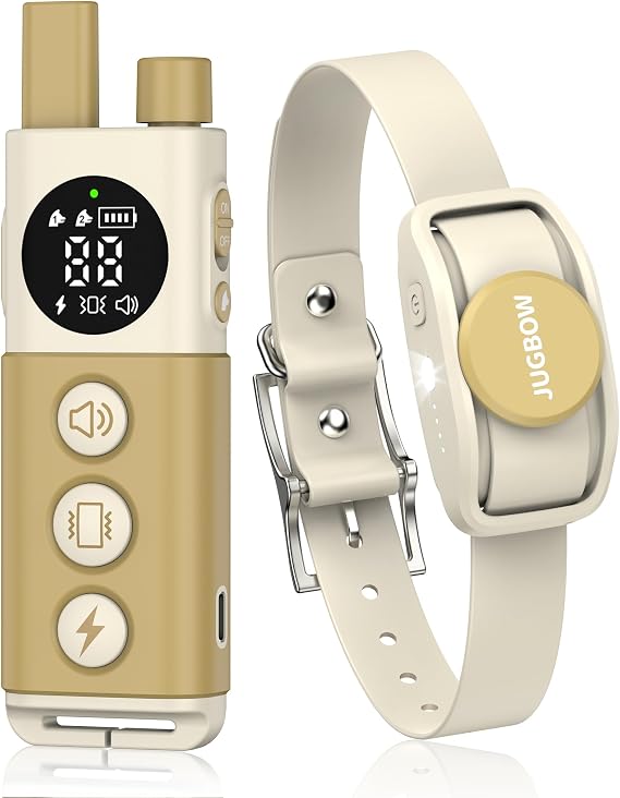 Dog Training Collar - 4200FT Remote Dog Collar with 3 Training Modes, Electric Collar with LED Light & IPX8-Waterproof, Rechargeable E-Collar for Small Medium Large Dogs (Beige)