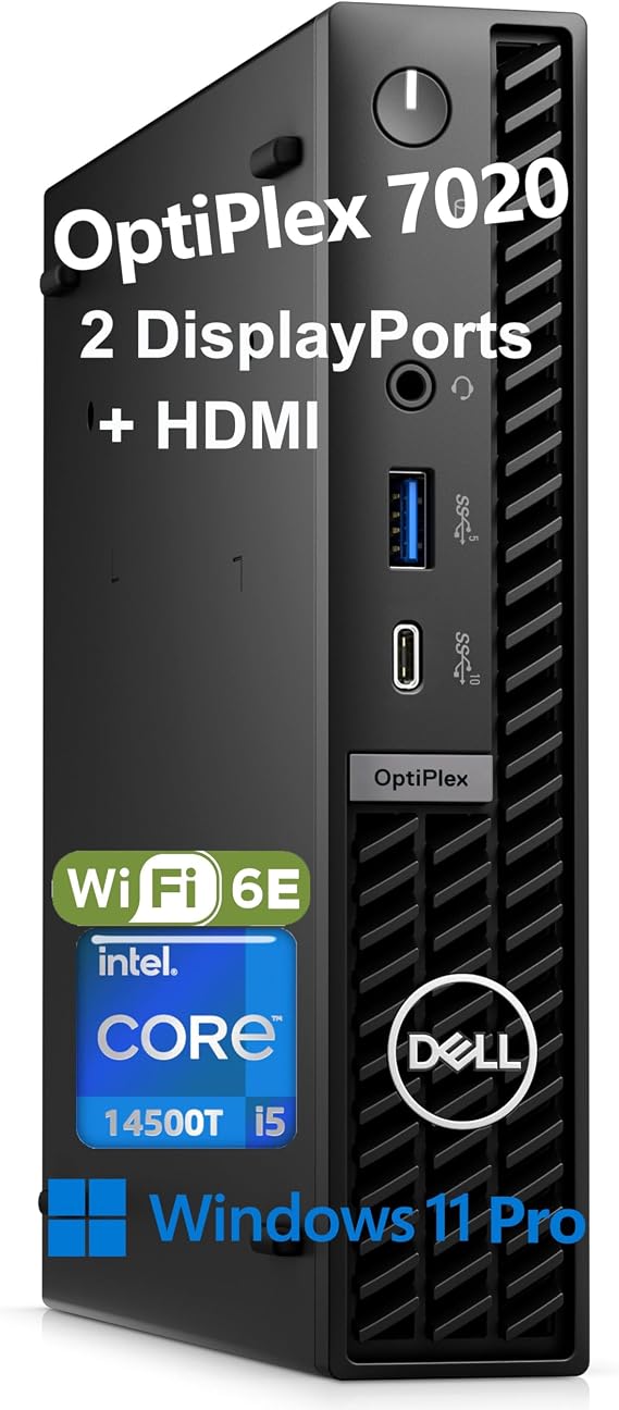 Dell OptiPlex 7020 MFF 7000 Micro Form Factor Mini Business Desktop Computer, 14th Gen Intel 14-Core i5-14500T (Beat i7-13700T), 16GB DDR5 RAM, 1TB PCIe SSD, WiFi 6E, 2 DisplayPorts + HDMI, W11 Pro