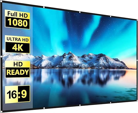 Projector Screen 100 inch, Portable Projector Screen Outdoor Indoor Projection Screen for Home Theater Camping Party Office (Thinner)