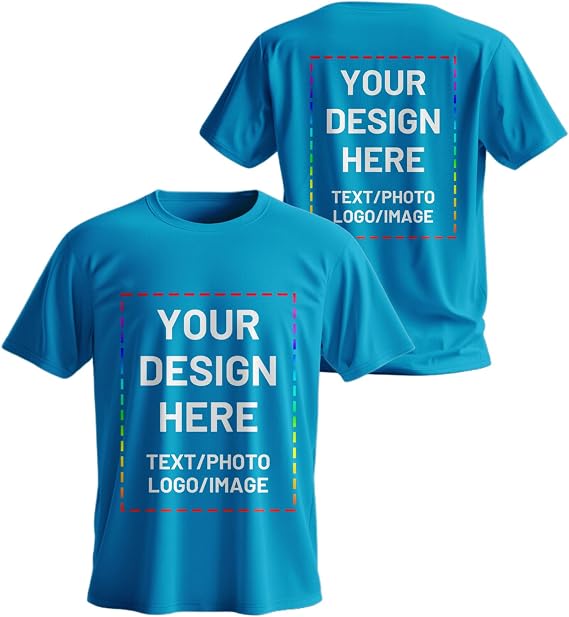 Custom T Shirts for Men/Women Personalized T Shirt with Logo Image Text Cotton T-Shirts Front/Back Print