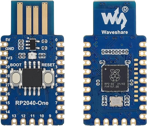 RP2040-One, Pico-Like MCU Board Based on Raspberry Pi RP2040, 4MB Flash MCU Board, Dual-Core Arm Cortex M0+ Processor up to 133 MHz, Onboard USB Type-A Plug,Plug and Play