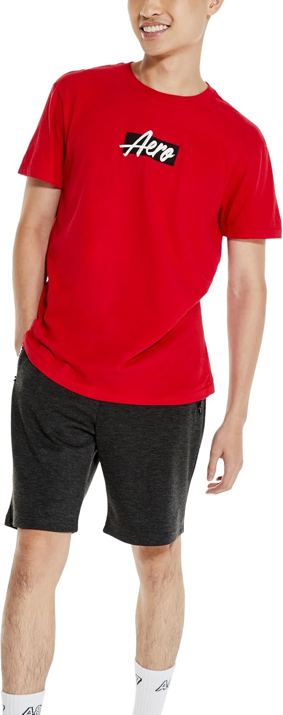 Aeropostale Men's Box Logo Script Short Sleeve Tee