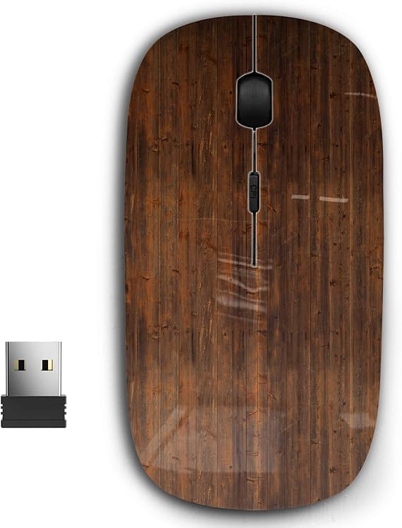 2.4G Ergonomic Portable USB Wireless Mouse for PC, Laptop, Computer, Notebook with Nano Receiver (Wooden)