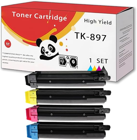 TK-897 Toner Cartridge Compatible for Kyocera TK-897K TK-897C TK-897M TK-897Y FS-C8520MFP FS-C8525MFP TASKalfa 205c 255c Printers, Easy Installation Good Partner at Work (Multicolor)
