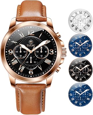 Leather Watches for Men Casual Mens Waterproof Watch Luxury Dress Men Watch Classic Stainless Steel Analog Quartz Mens Wrist Watches with Date Luminous Large Face
