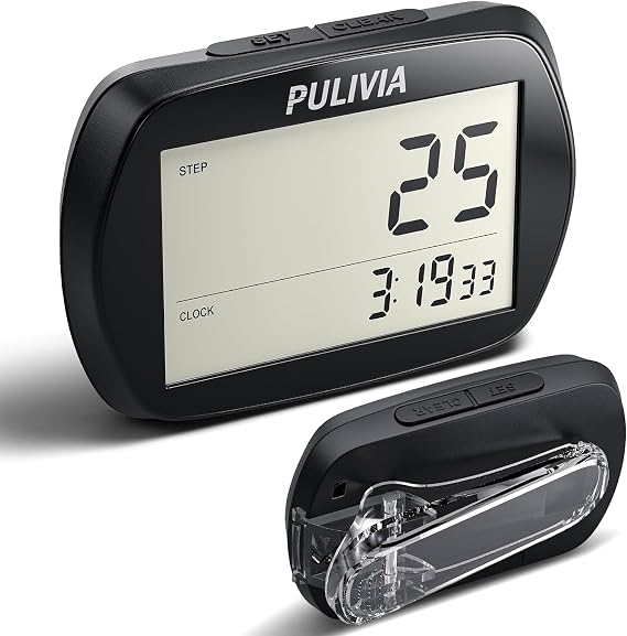 Pedometer for Walking 3D Step Counter with Clock, Accurate Steps Tracker Portable Pedometer with Clip, Simple Walking Step Counter