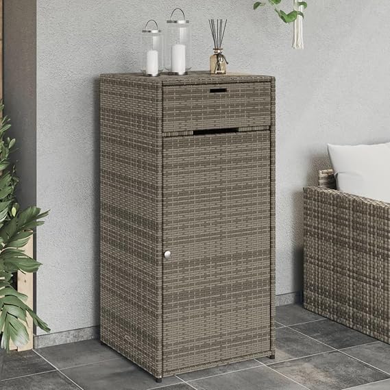 BaraSh Indoor Garage Utility Multi purpose Cabinet,Garden Storage Cabinet Grey 55x55x111 cm Poly Rattan