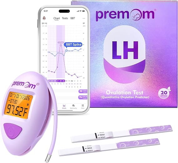 Premom Smart Basal Body Thermometer EBT-380 + Premom Ovulation Test Strips 20 LH