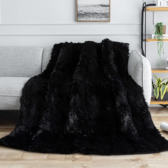Cottonblue Black Weighted Blanket 15lbs for Adults Twin Size 48x72in Soft