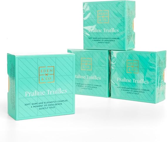 Cocoa Dusted Praline Truffles 4 Pack, Single Estate Dark Chocolate with Roasted Hazelnuts & Cornish Sea Salt, Vegan Chocolate Gift, 5 Per Box (35g Each) by EDEN & CO.