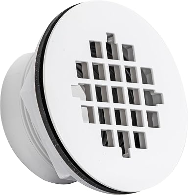 EZ-FLO 2 Inch Schedule 40 PVC DWV No-Caulk Shower Drain with Snap-in Strainer, Plastic Grid, 15303