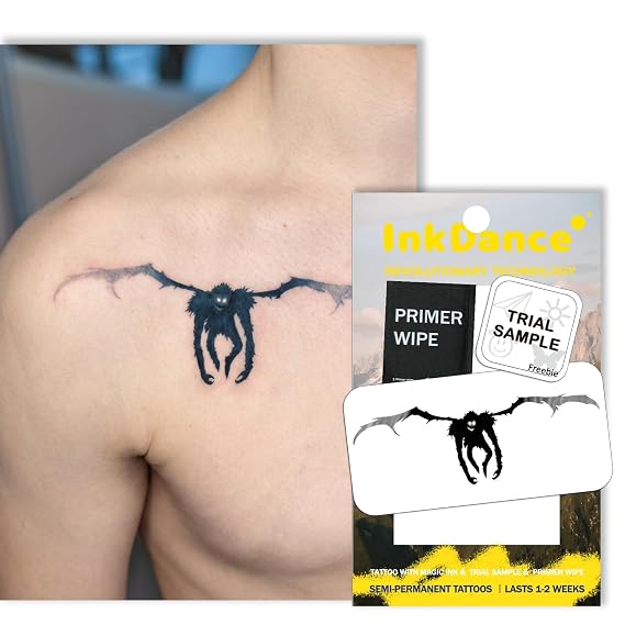 Semi-Permanent Tattoo, Phantom Shinigami, Anime Long Lasting Temporary Tattoos for Men, Waterproof Plant-Based Ink, Lasts 1-2 Weeks, Color Develops in 24 Hours D269
